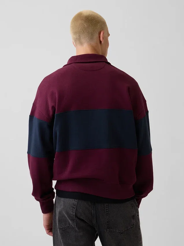 Heavyweight Oversized Stripe Half-Zip Pullover