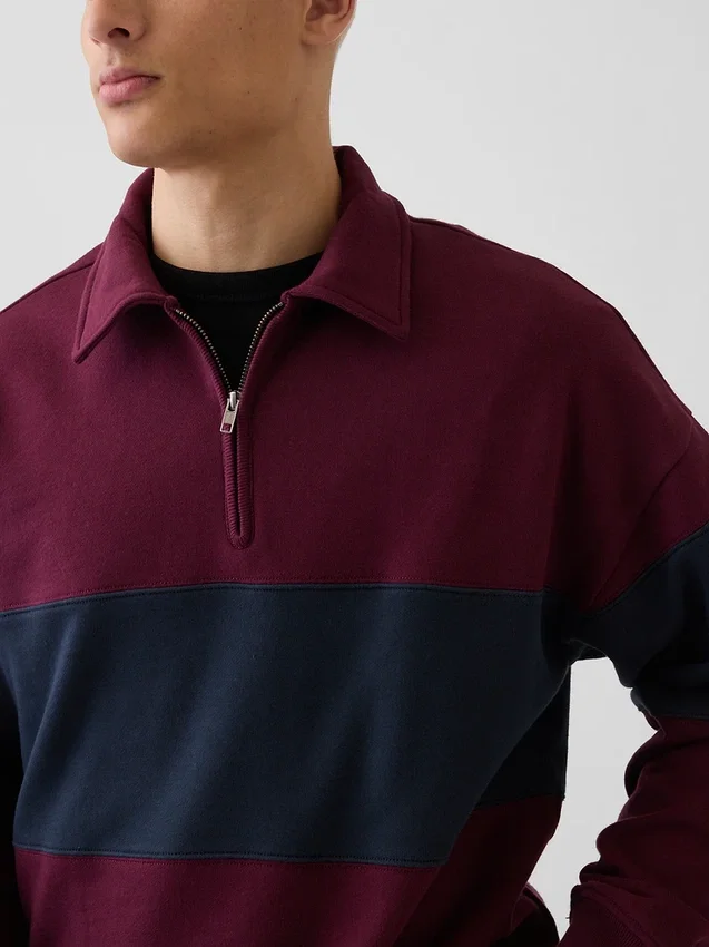 Heavyweight Oversized Stripe Half-Zip Pullover