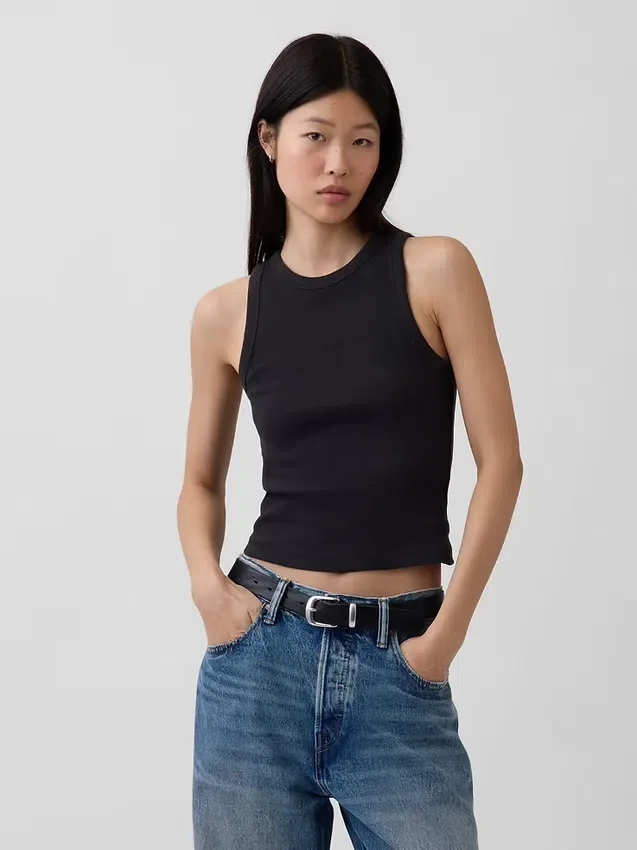 Heavyweight Rib Halter Tank Top