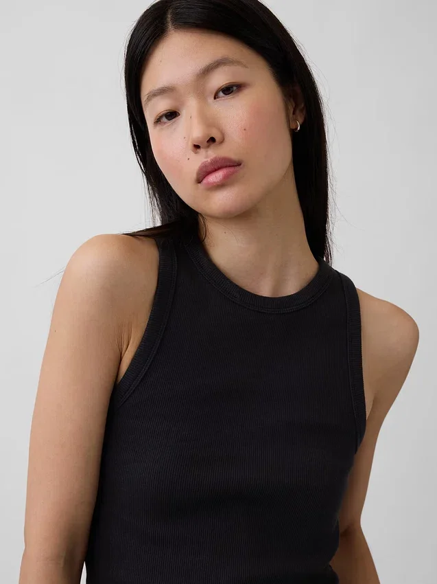 Heavyweight Rib Halter Tank Top