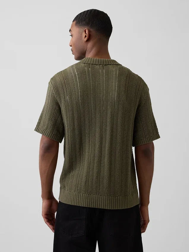 Herringbone Crochet Sweater Shirt