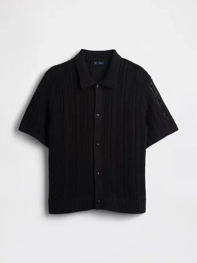 Herringbone Crochet Sweater Shirt