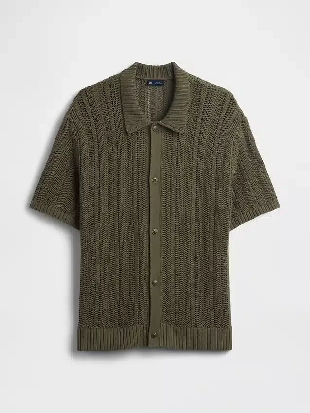 Herringbone Crochet Sweater Shirt
