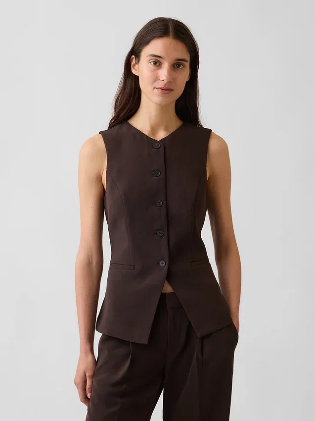 High-Neck Longline Vest