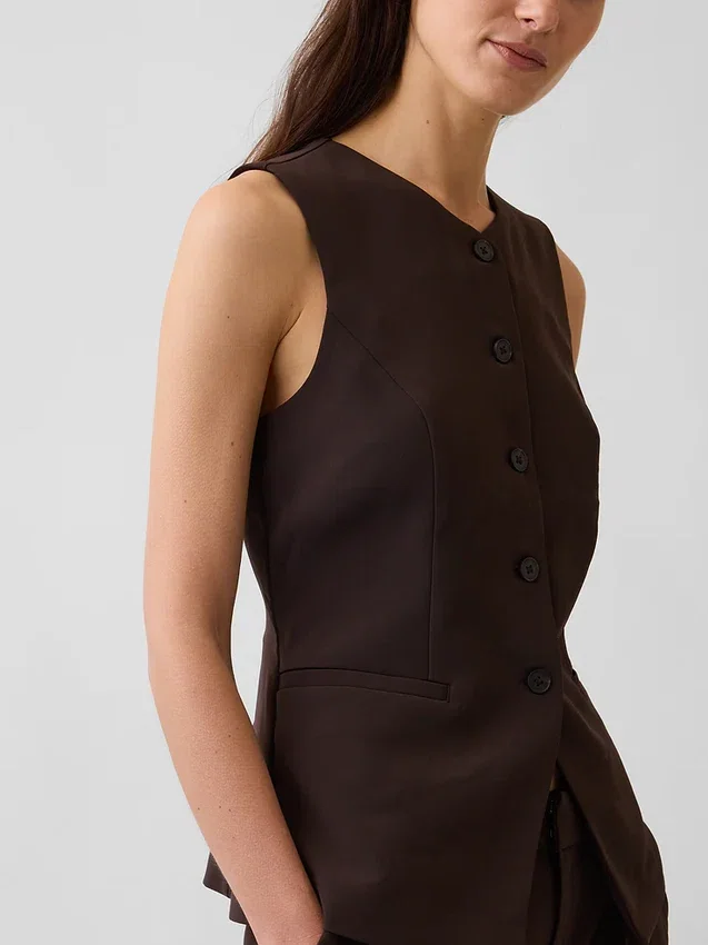 High-Neck Longline Vest