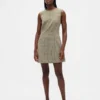 High-Neck Mini Shift Dress
