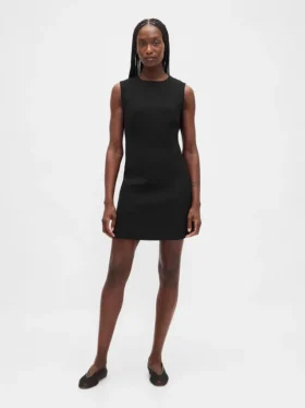 High-Neck Mini Shift Dress