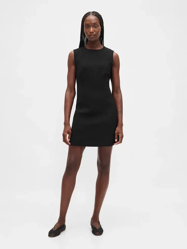 High-Neck Mini Shift Dress