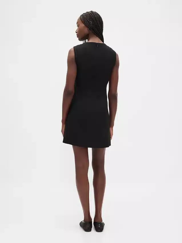 High-Neck Mini Shift Dress