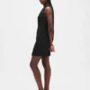 High-Neck Mini Shift Dress