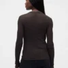 High-Neck Sheer Sweater