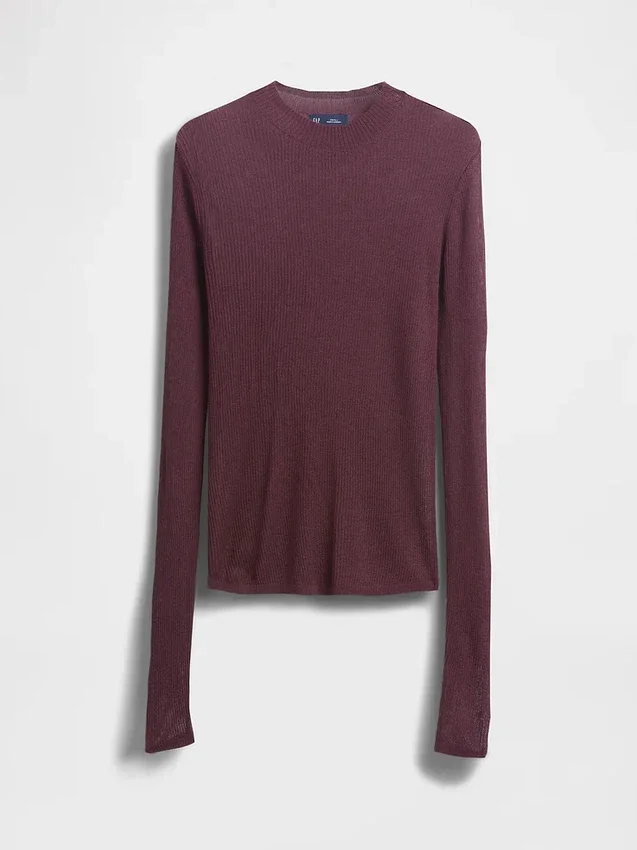 High-Neck Sheer Sweater