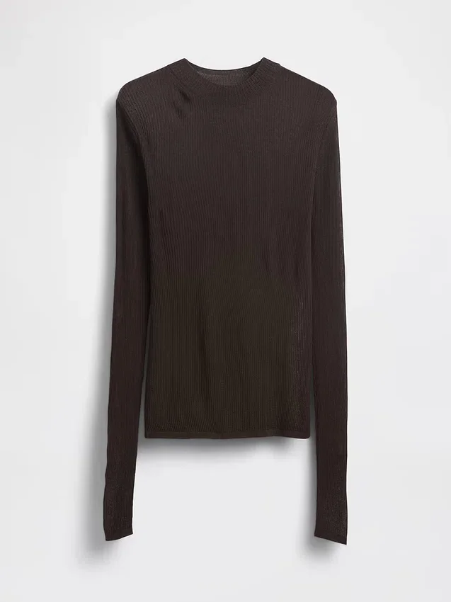 High-Neck Sheer Sweater