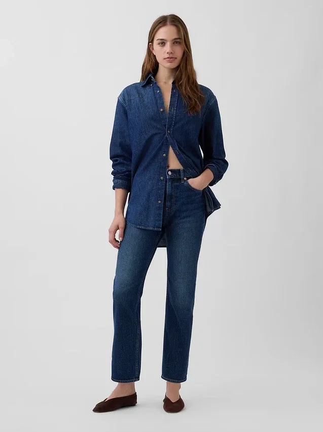 High Rise '90S Slim Straight Crop Jeans