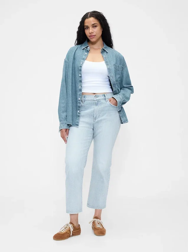 High Rise '90S Slim Straight Crop Jeans