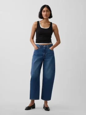 High Rise Barrel Crop Jeans