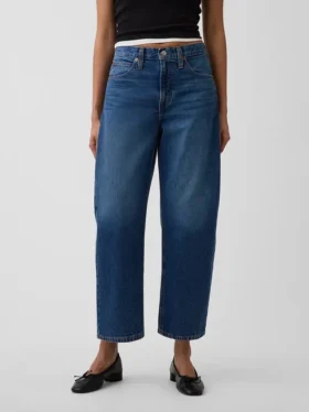 High Rise Barrel Crop Jeans