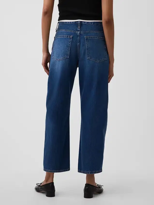 High Rise Barrel Crop Jeans