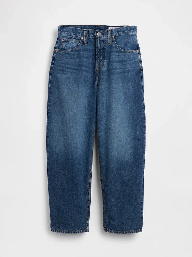 High Rise Barrel Crop Jeans