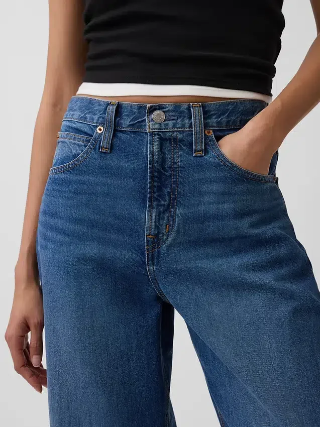 High Rise Barrel Crop Jeans