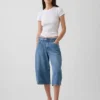 High Rise Belted Barrel Culotte Jeans