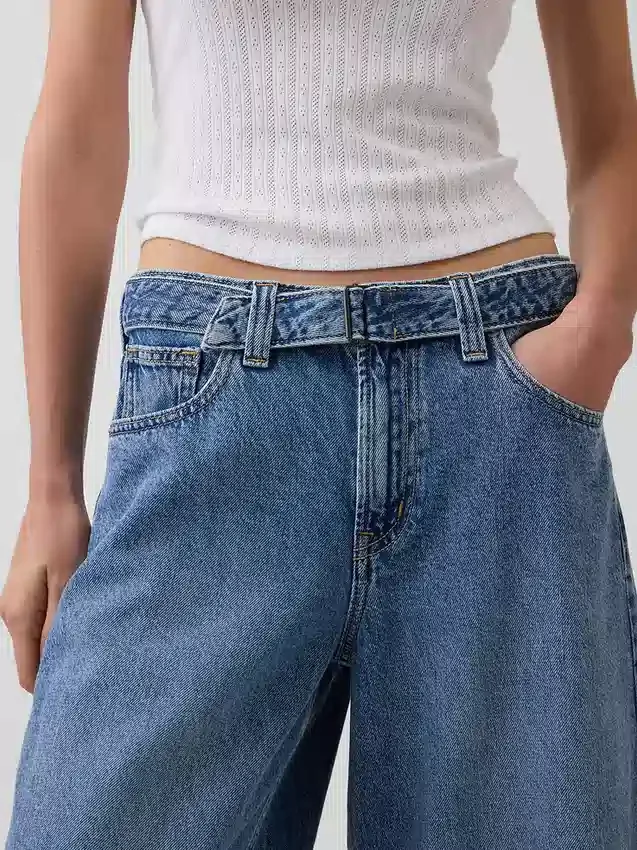 High Rise Belted Barrel Culotte Jeans