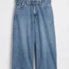 High Rise Belted Barrel Culotte Jeans