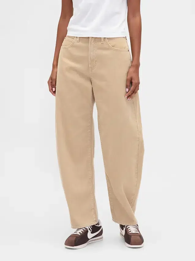 High Rise Corduroy Barrel Pants