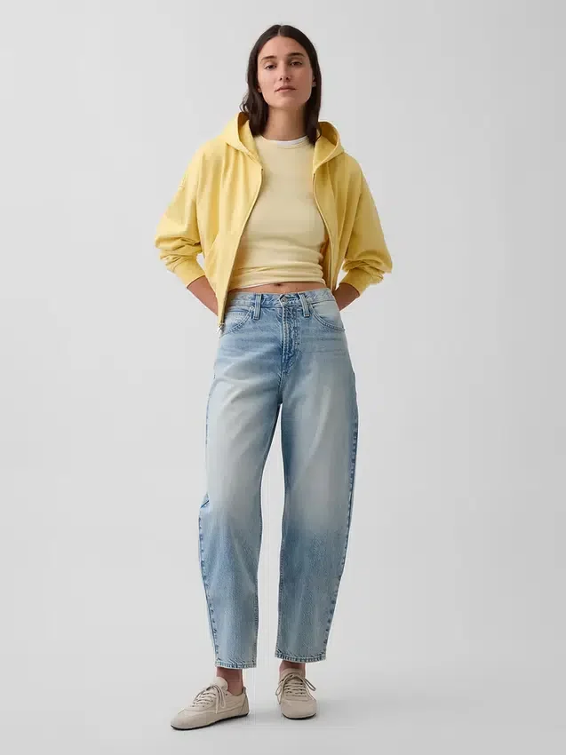 High Rise Crop Barrel Jeans
