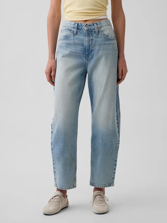 High Rise Crop Barrel Jeans