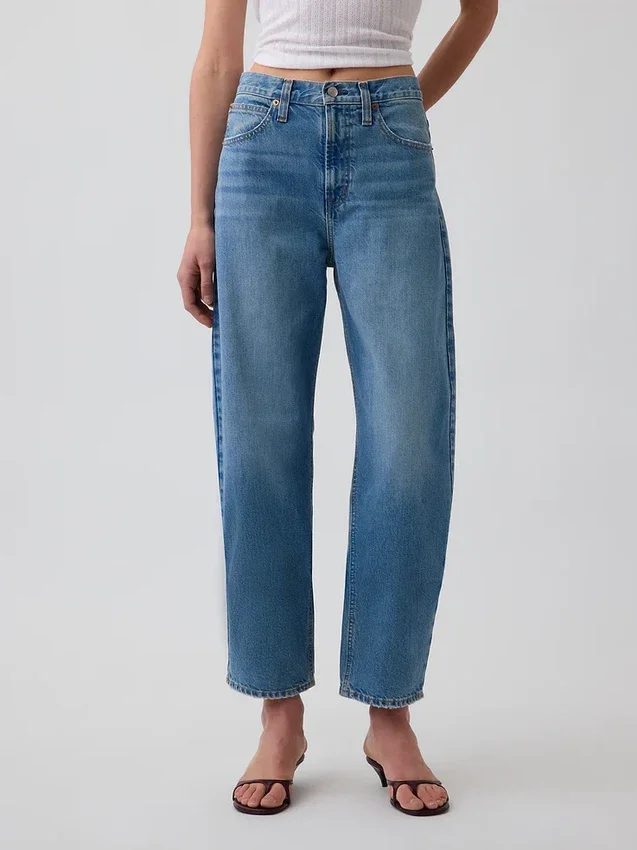 High Rise Crop Barrel Jeans