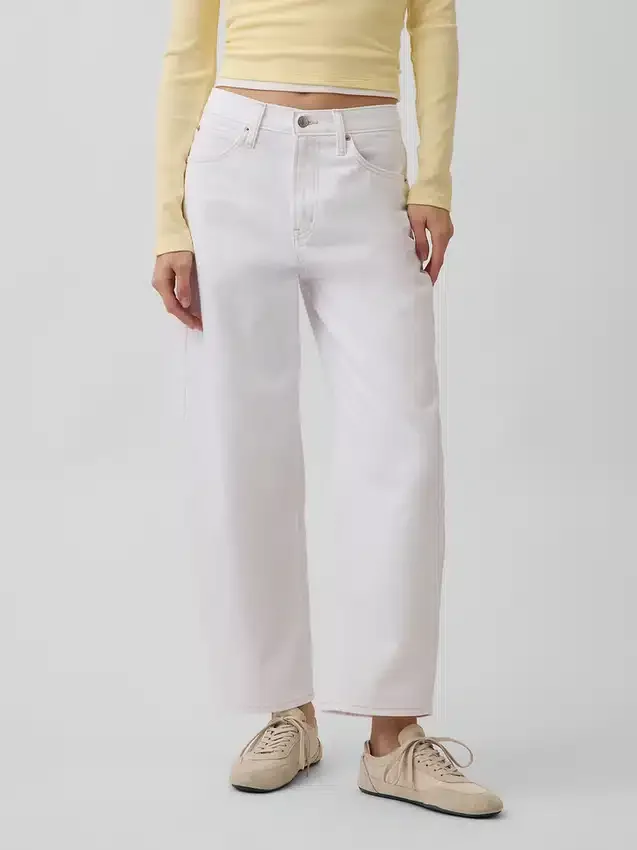 High Rise Crop Barrel Jeans
