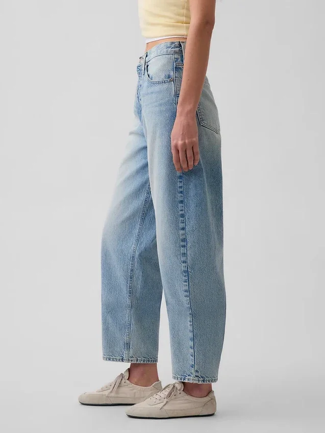 High Rise Crop Barrel Jeans