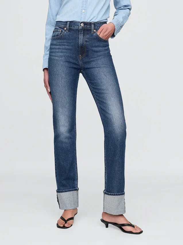 High Rise Cuffed '90S Slim Straight Jeans