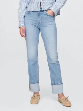 High Rise Cuffed ’90S Slim Straight Jeans