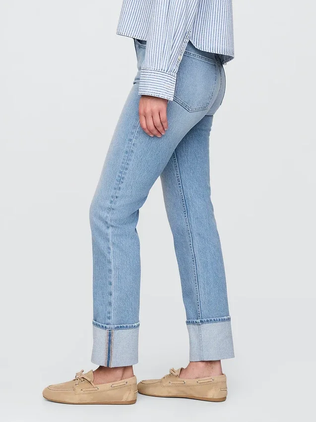 High Rise Cuffed '90S Slim Straight Jeans