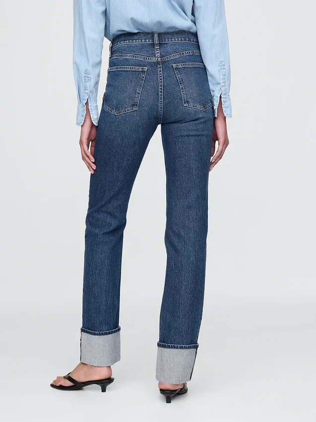 High Rise Cuffed '90S Slim Straight Jeans
