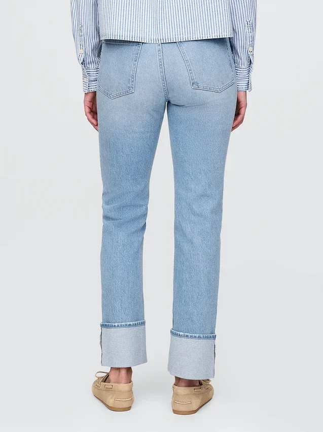 High Rise Cuffed '90S Slim Straight Jeans