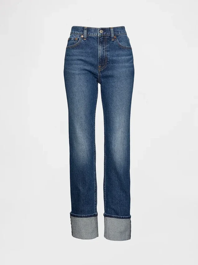 High Rise Cuffed '90S Slim Straight Jeans