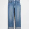 High Rise Cuffed '90S Slim Straight Jeans