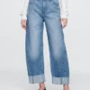 High Rise Cuffed Barrel Jeans
