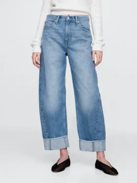 High Rise Cuffed Barrel Jeans