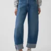 High Rise Cuffed Barrel Jeans