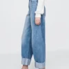High Rise Cuffed Barrel Jeans