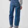 High Rise Cuffed Barrel Jeans