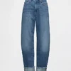 High Rise Cuffed Barrel Jeans