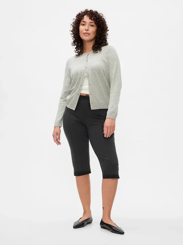 High Rise Double Knit Capris