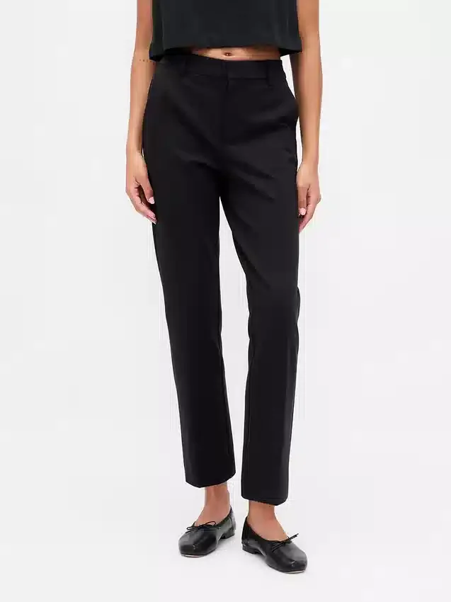 High Rise Double Knit Slim Crop Pants
