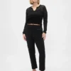 High Rise Double Knit Slim Crop Pants