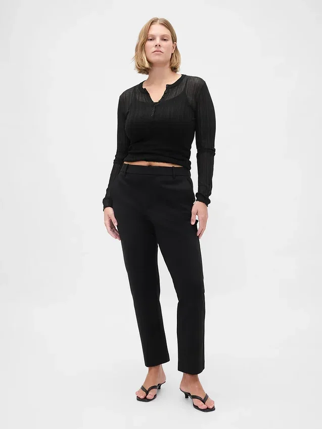 High Rise Double Knit Slim Crop Pants